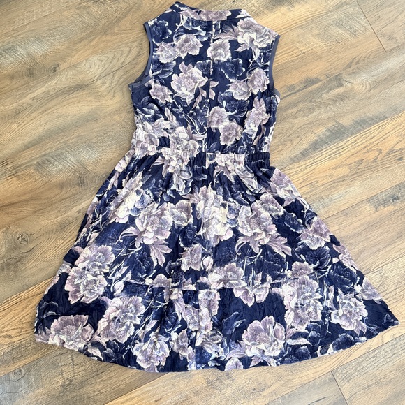 Simply vera Dark floral sleeveless summer flared dress dark cottagecore flirty - Picture 8 of 9